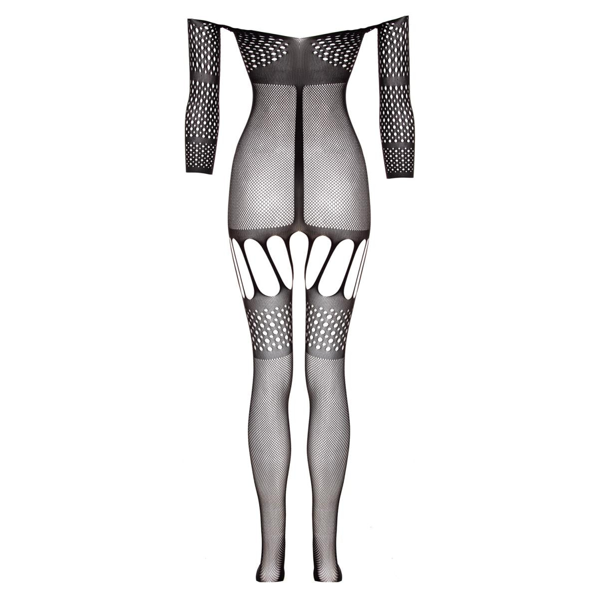 Rosa Verleidelijke Bodystocking met Netpatroon en Jarreteldetails