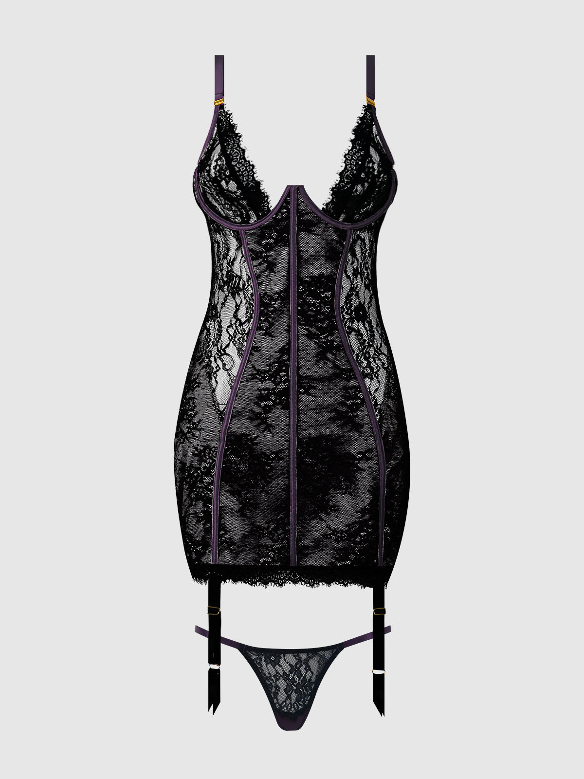 Jocelyn - Lace & Satin Corset Dress Set