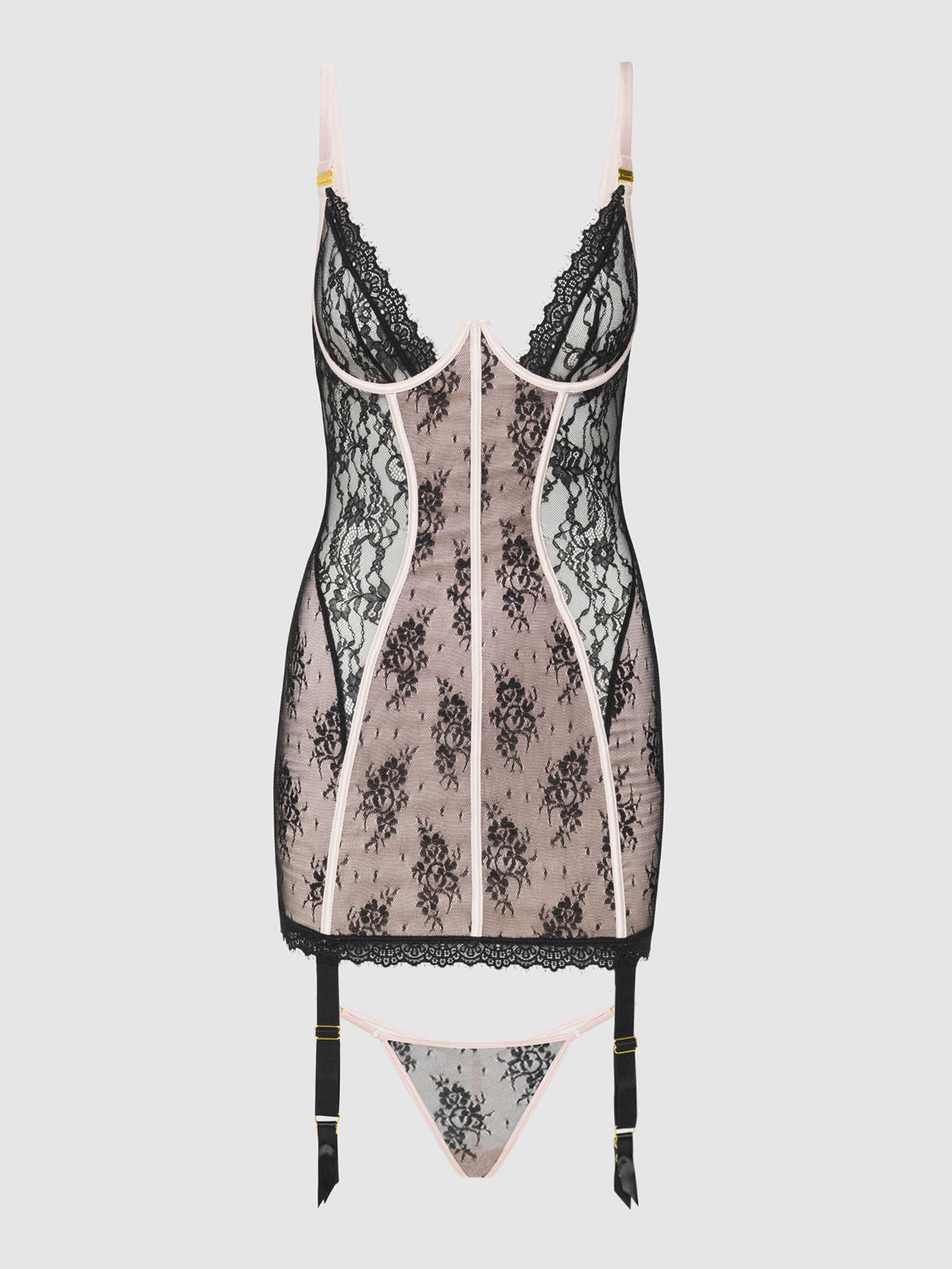 Jocelyn - Lace & Satin Corset Dress Set