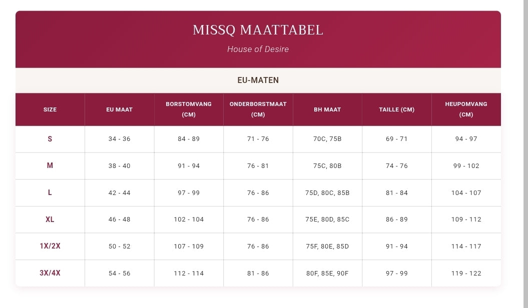 MissQ_Lingerie_maattabel_House_of_Desire