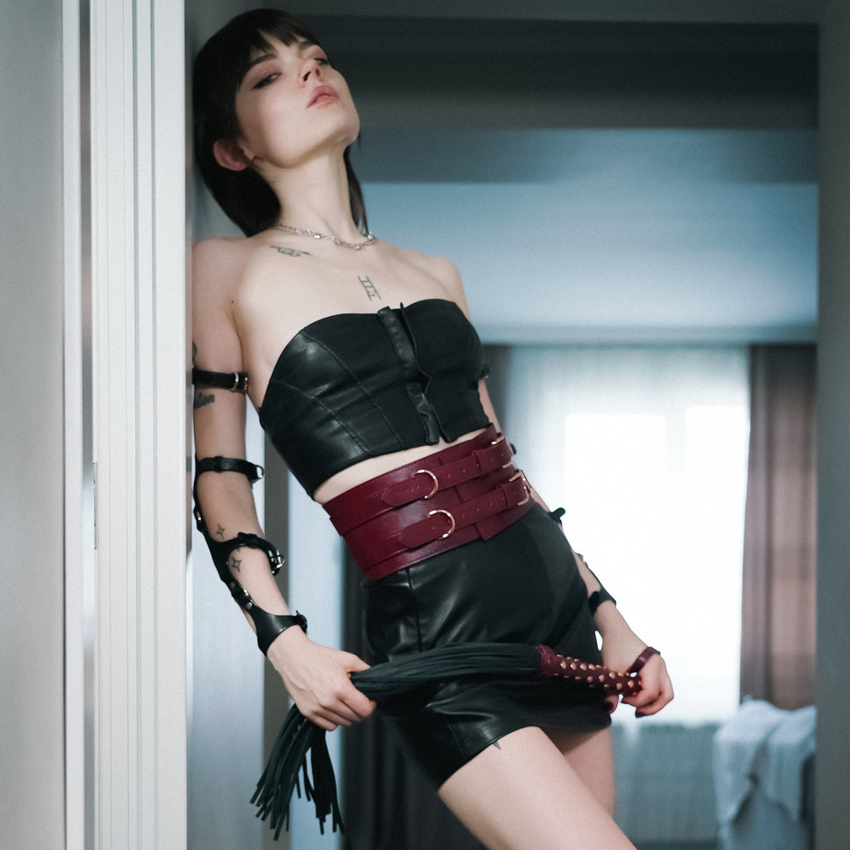 Liebe Seele Wine Red Leren Bondage Belt