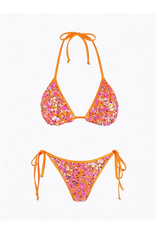 Pailletten Triangel Bikini Top – Luxe Glamour Aan Het Strand, diverse kleuren