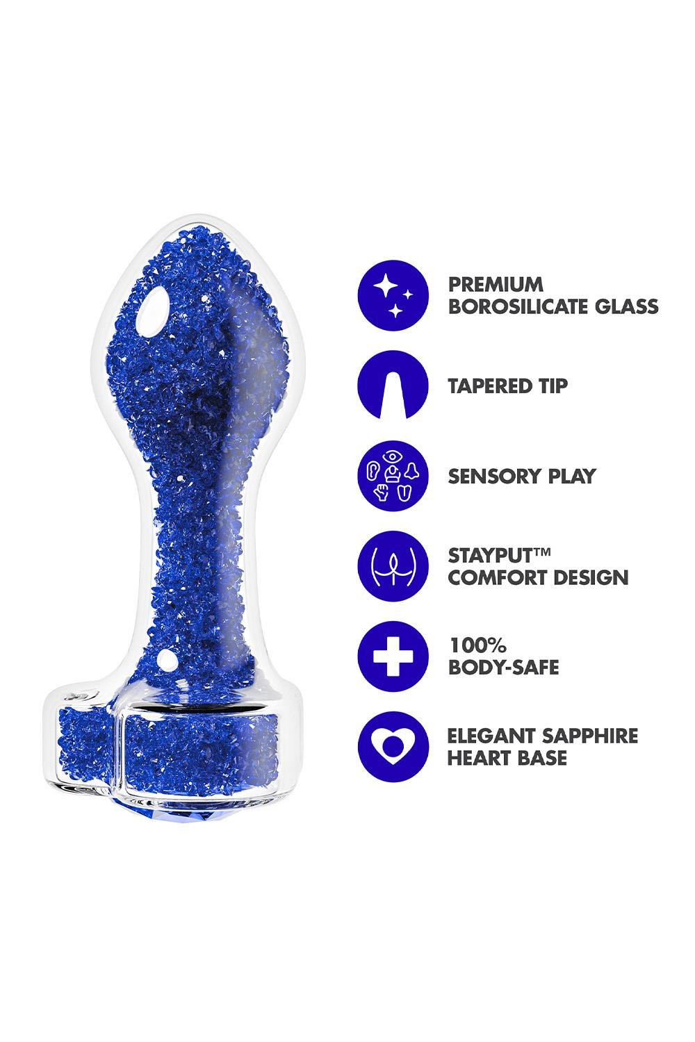 Oh My Gem, Prestige Anale Plug met Hartvormige Edelsteenbasis (Blauw/Rood)