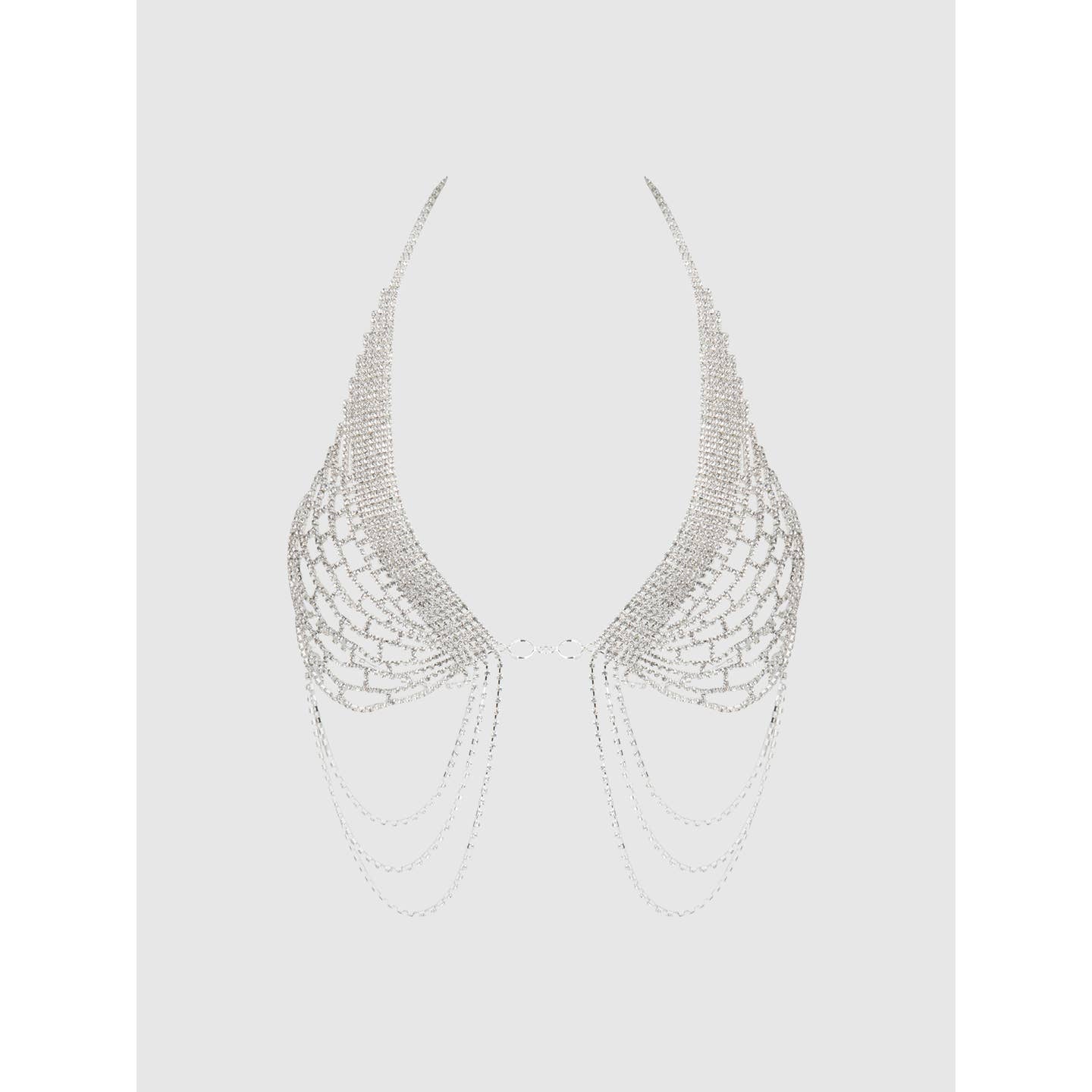 Rhinestone Net Halter – Sexy BH Chain met Strass en Open Voorkant