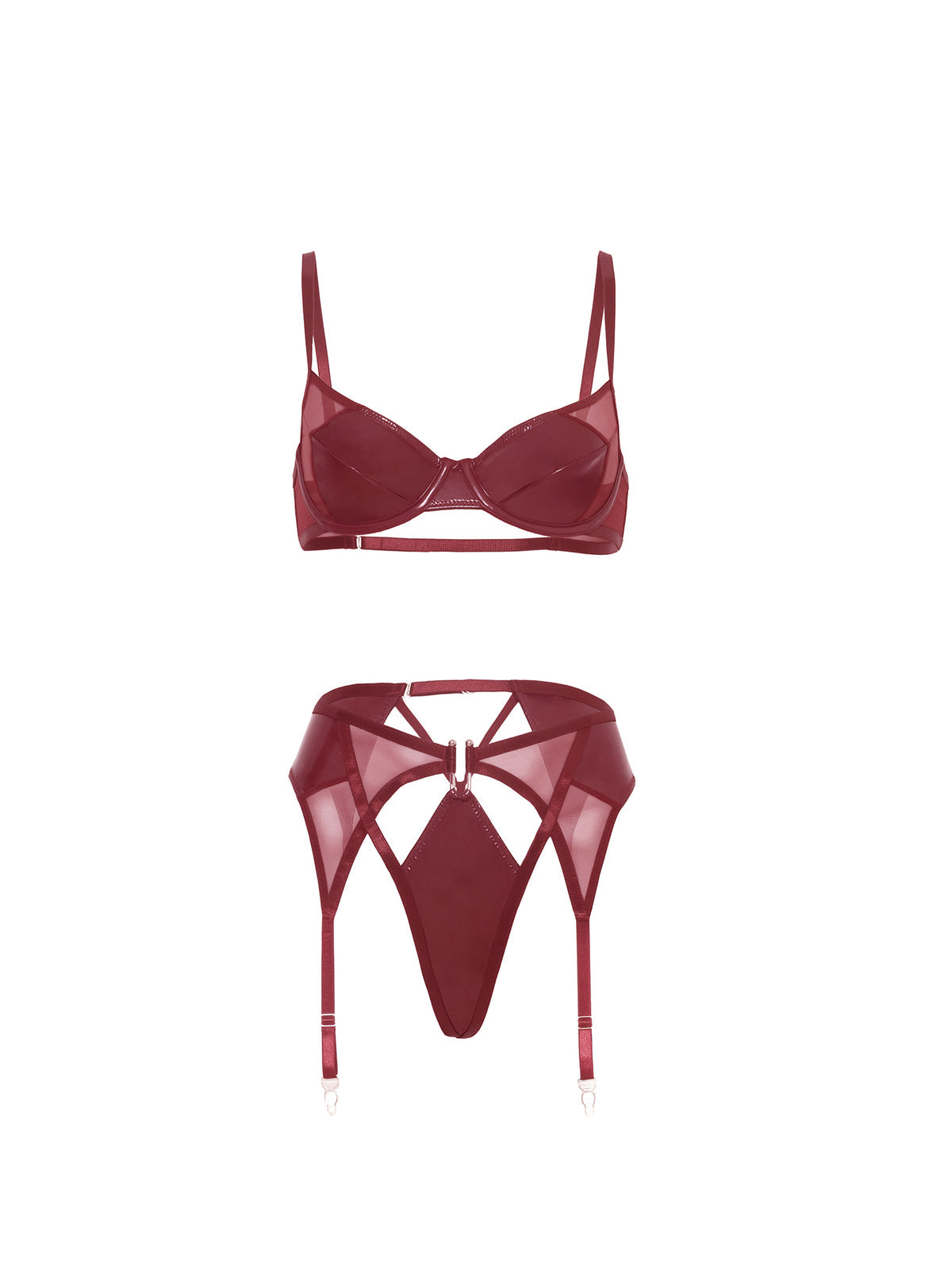 Damsel in Burgundy – 2-delige Vinyl en Mesh Set