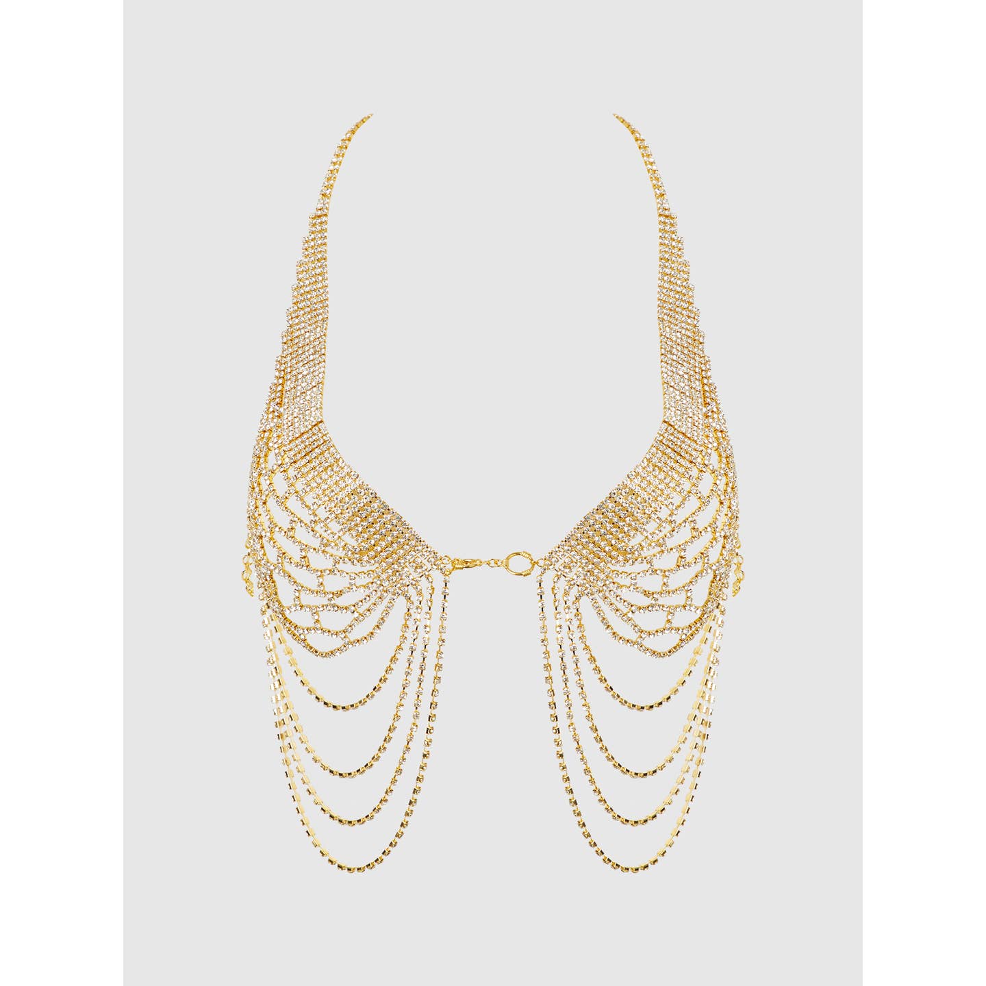 Rhinestone Net Halter – Sexy BH Chain met Strass en Open Voorkant