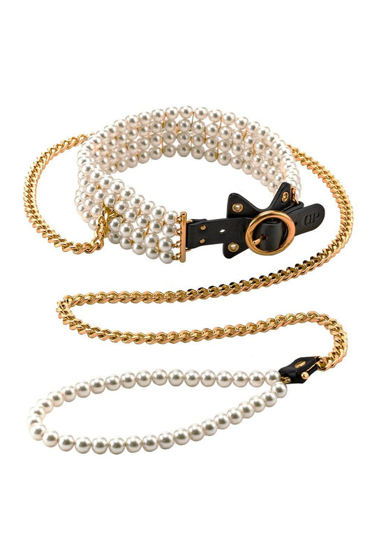 Luminious Pearl Leash And Collar