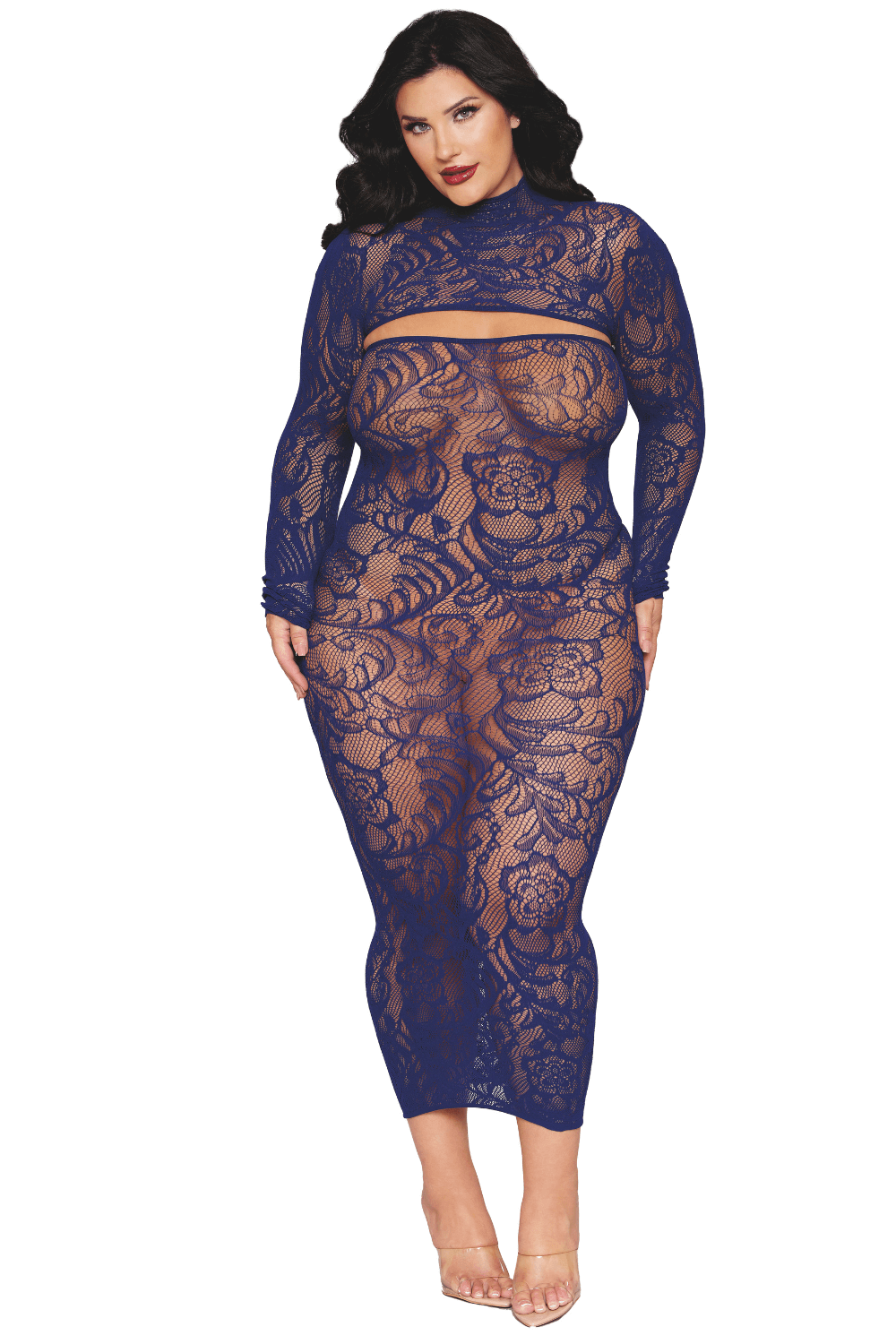 Dreamgirl - Marine Blue - Long Dress, inclusief Plus Size