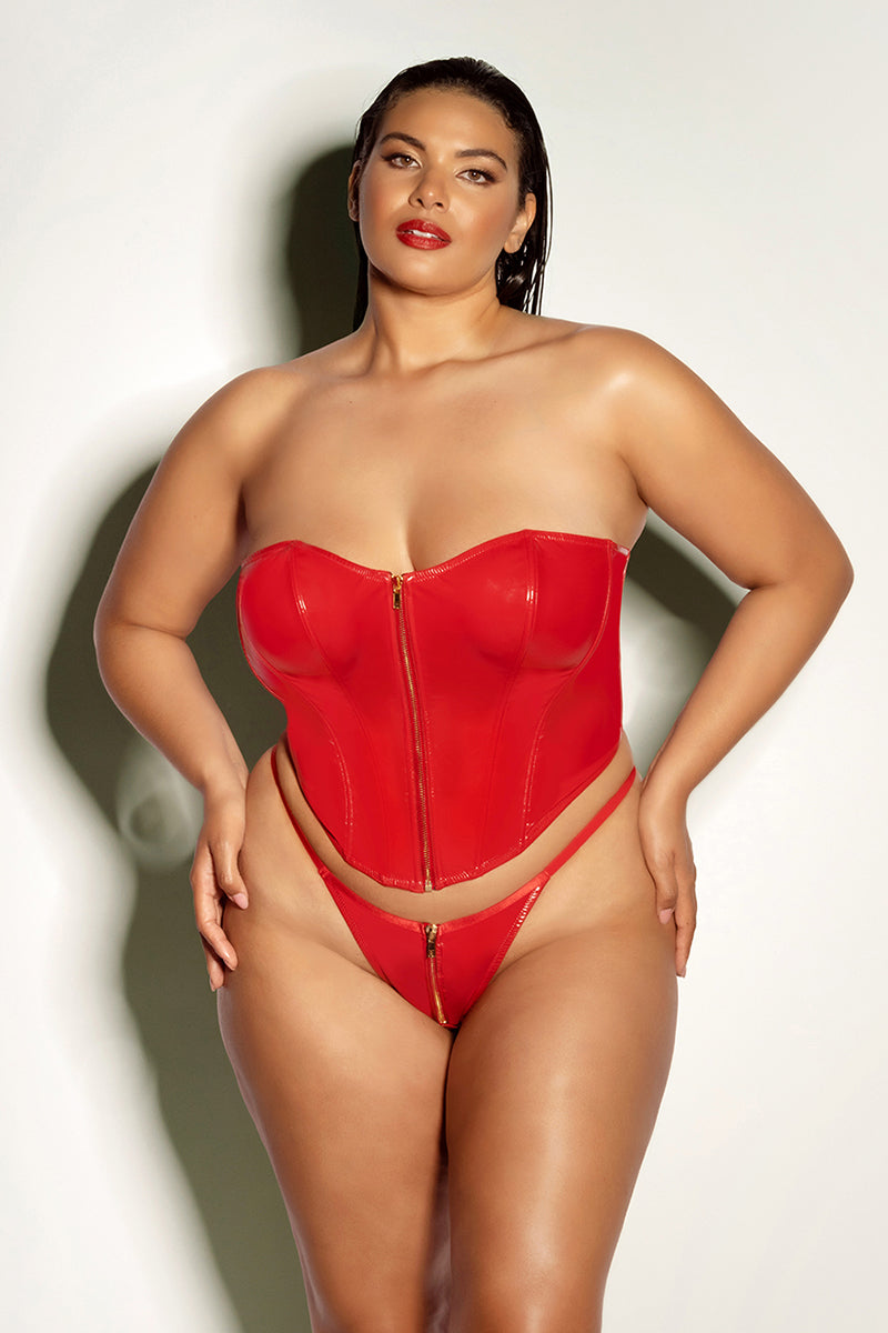 Rider Bustier Vinyl Set – Kobaltblauw & Onweerstaanbaar Gedurfd