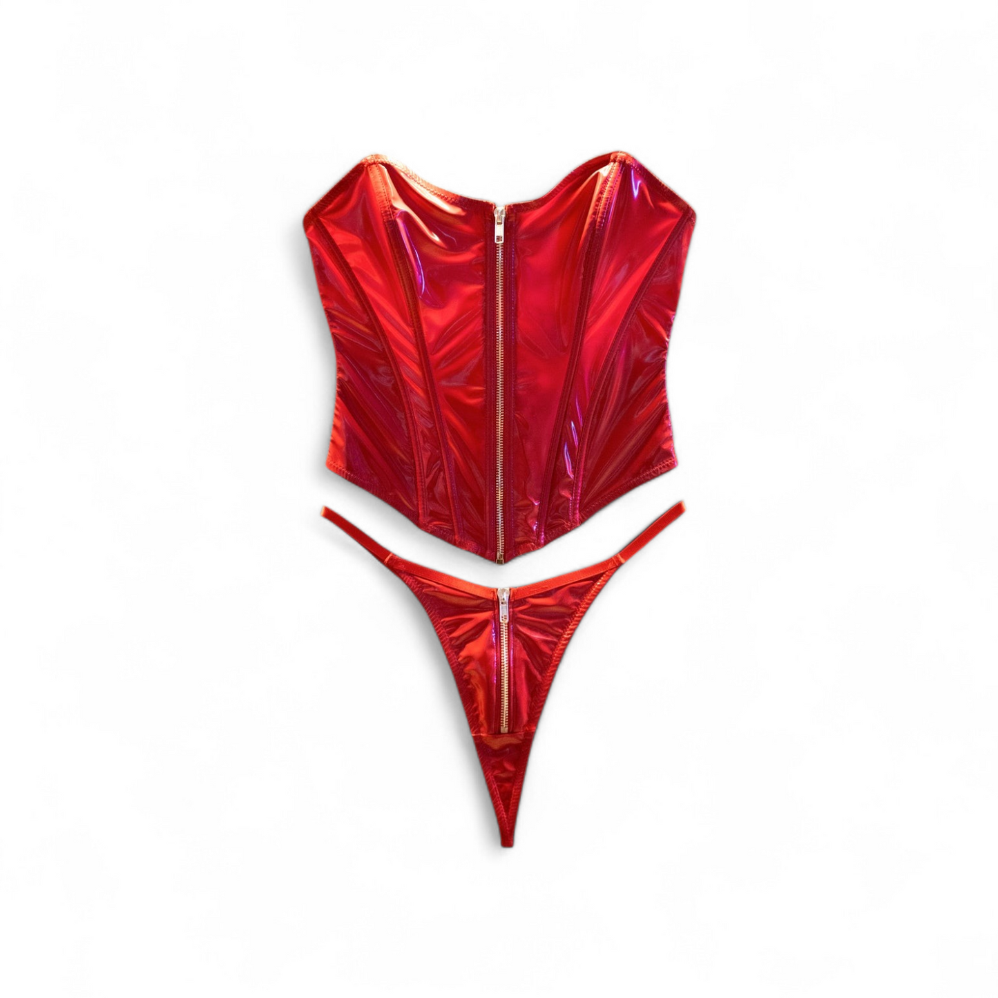 Rider Bustier Vinyl Set – Kobaltblauw & Onweerstaanbaar Gedurfd