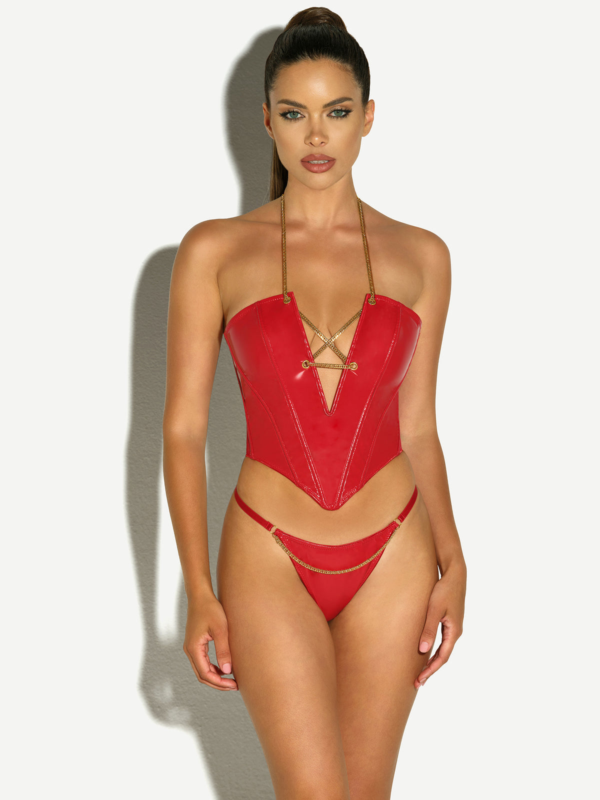 Fetish Chained Lingerieset – Rood of Zwart