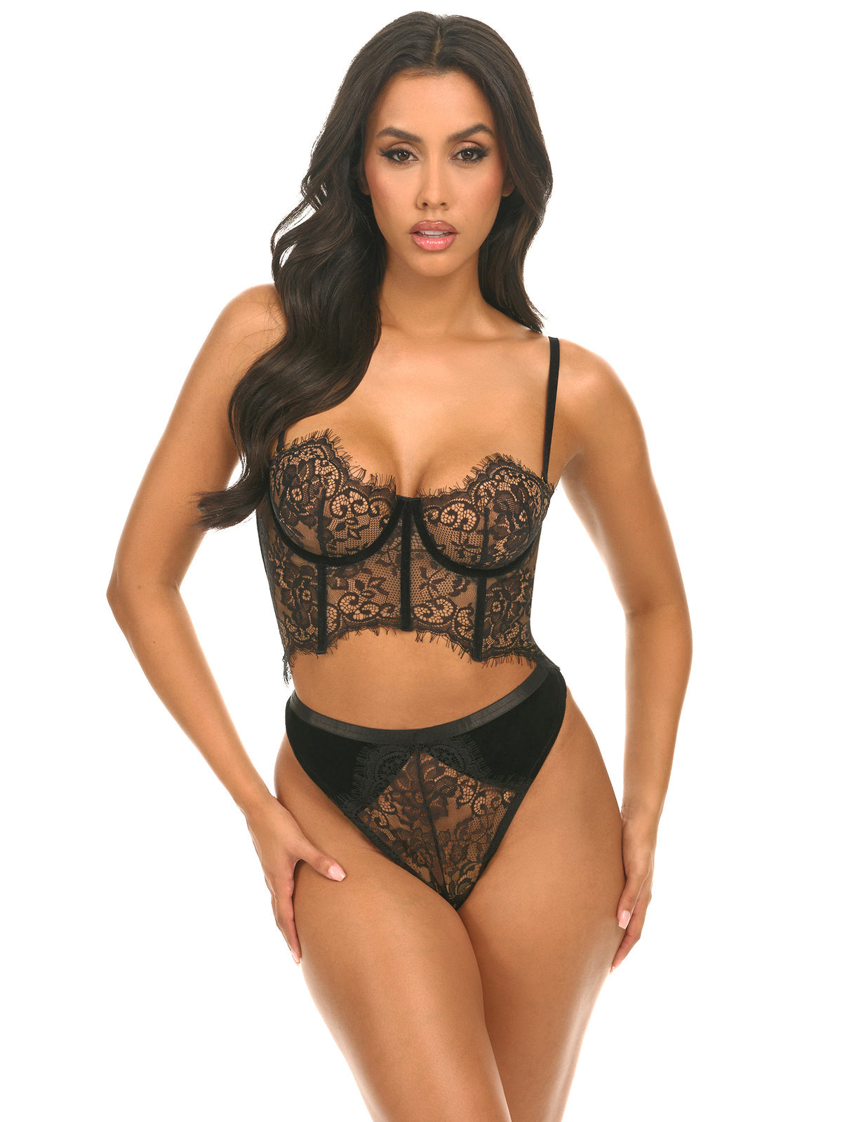 Emery Kanten Longline BH Set – Luxe Kant, Fluweel En Glamour