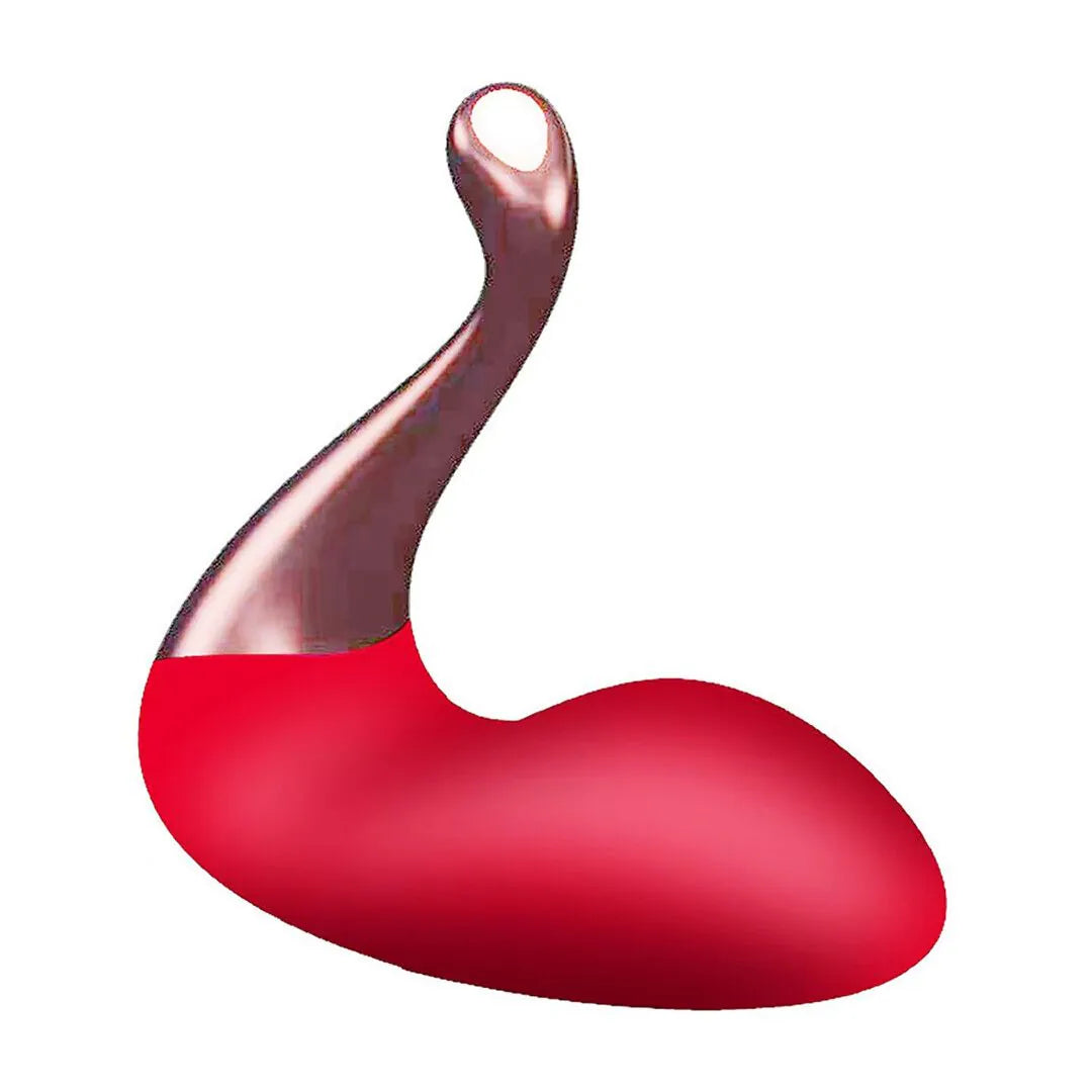 The Queen Stiletto – Rode Dual Stimulator met Roségouden Tip en Verwisselbare Opzetstukken