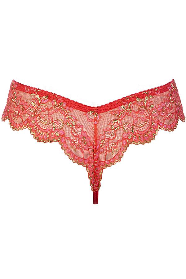 Juicy Bloom Coral String met Kant