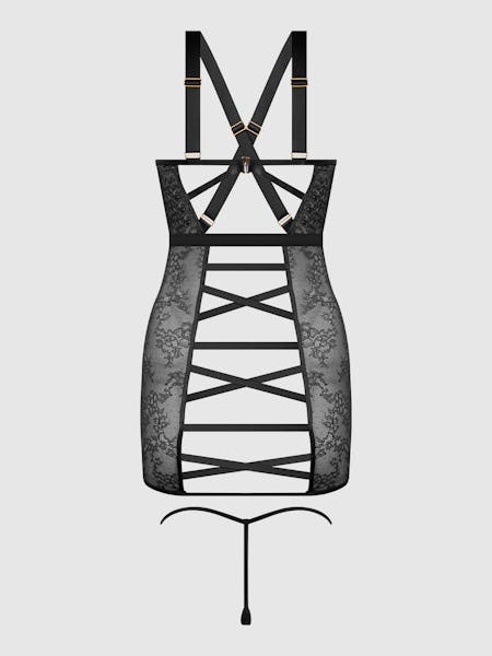 Kiki Rode Kanten Jarretel Babydoll Set, inclusief Plus Size