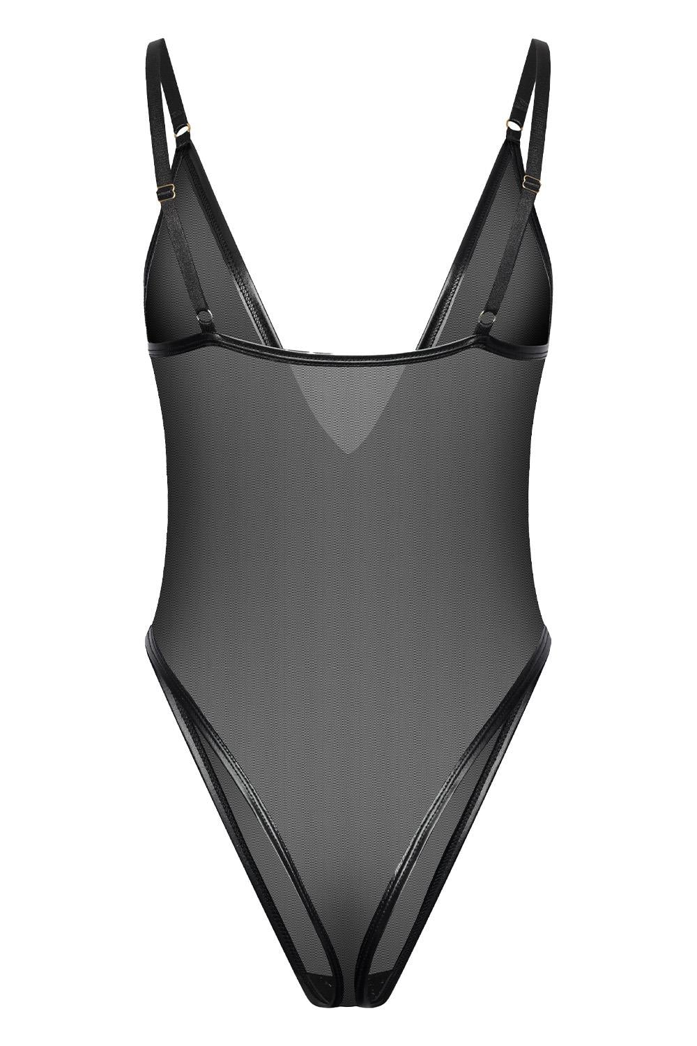 Lucent Low Cut Body – Transparante Elegantie met Diepe V-hals
