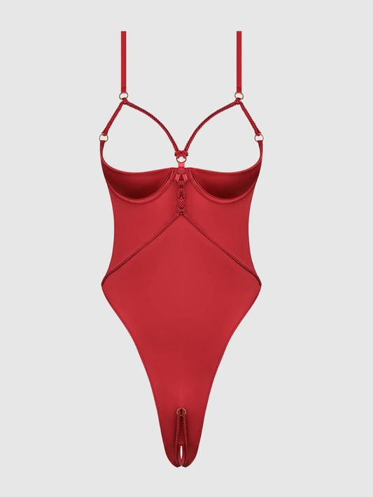 Iryna Silky Micro & Rope Kruisloze bodysuit – Verleiding in Satijn & Touw, inclusief Plus Size