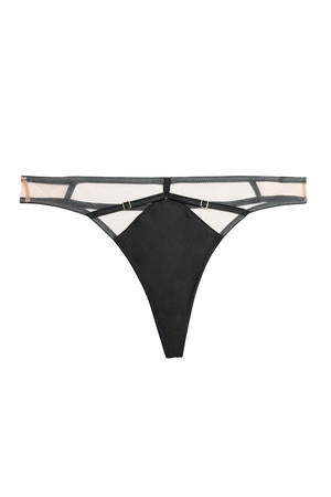 Playful Promises - Ramona -T- String, Groen, Zwart, Plus Size