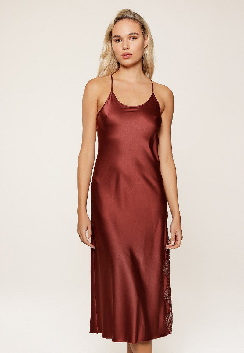 Port Royale Long Chemise, Elegantie in Satijn en Kant