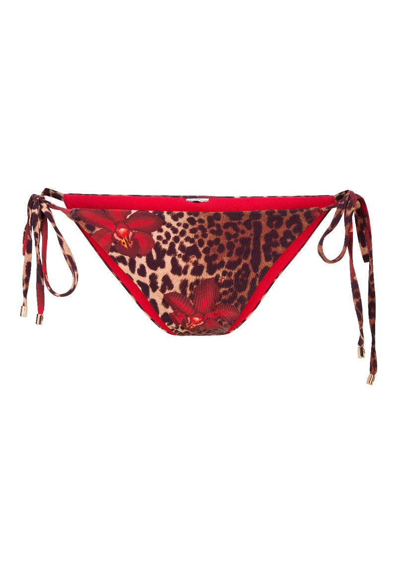 Leopard Flower Bikini Slip – Luipaardprint met Strikdetail