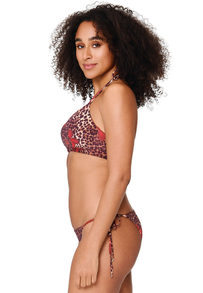 Leopard Flower Bikini Slip – Luipaardprint met Strikdetail