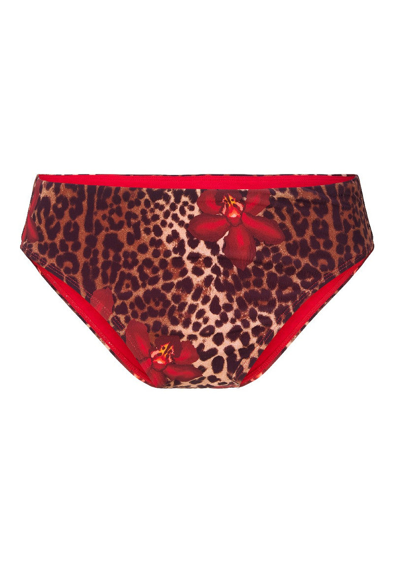 Leopard Flower Bikini Slip – Luipaardprint met Flatterende Pasvorm