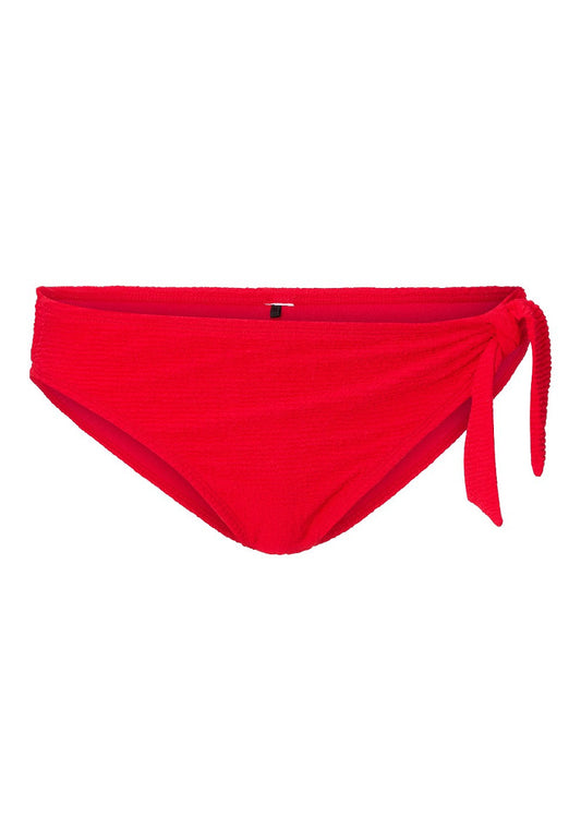 Ribbed Bikini Slip met strik in Rood of Groen