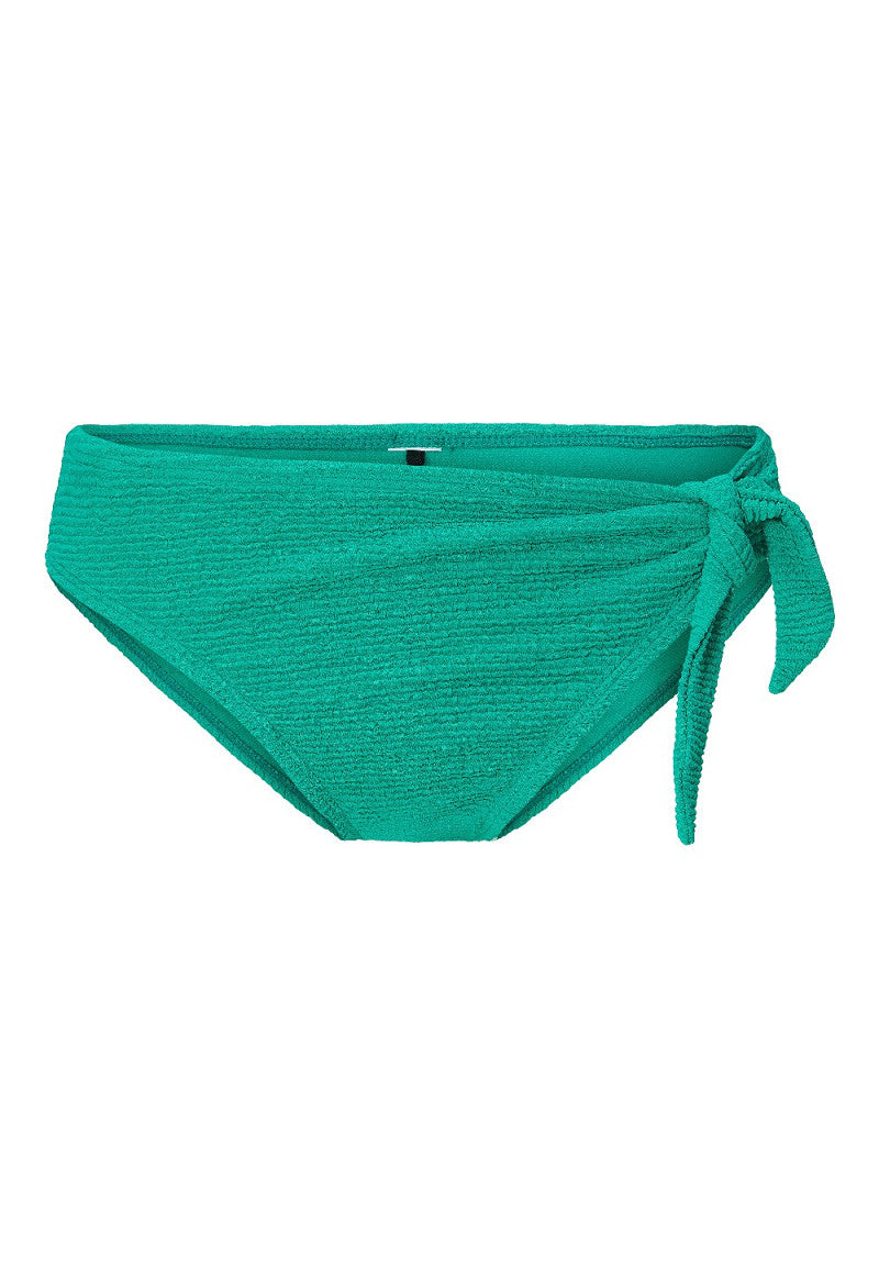 Ribbed Bikini Slip met strik in Rood of Groen