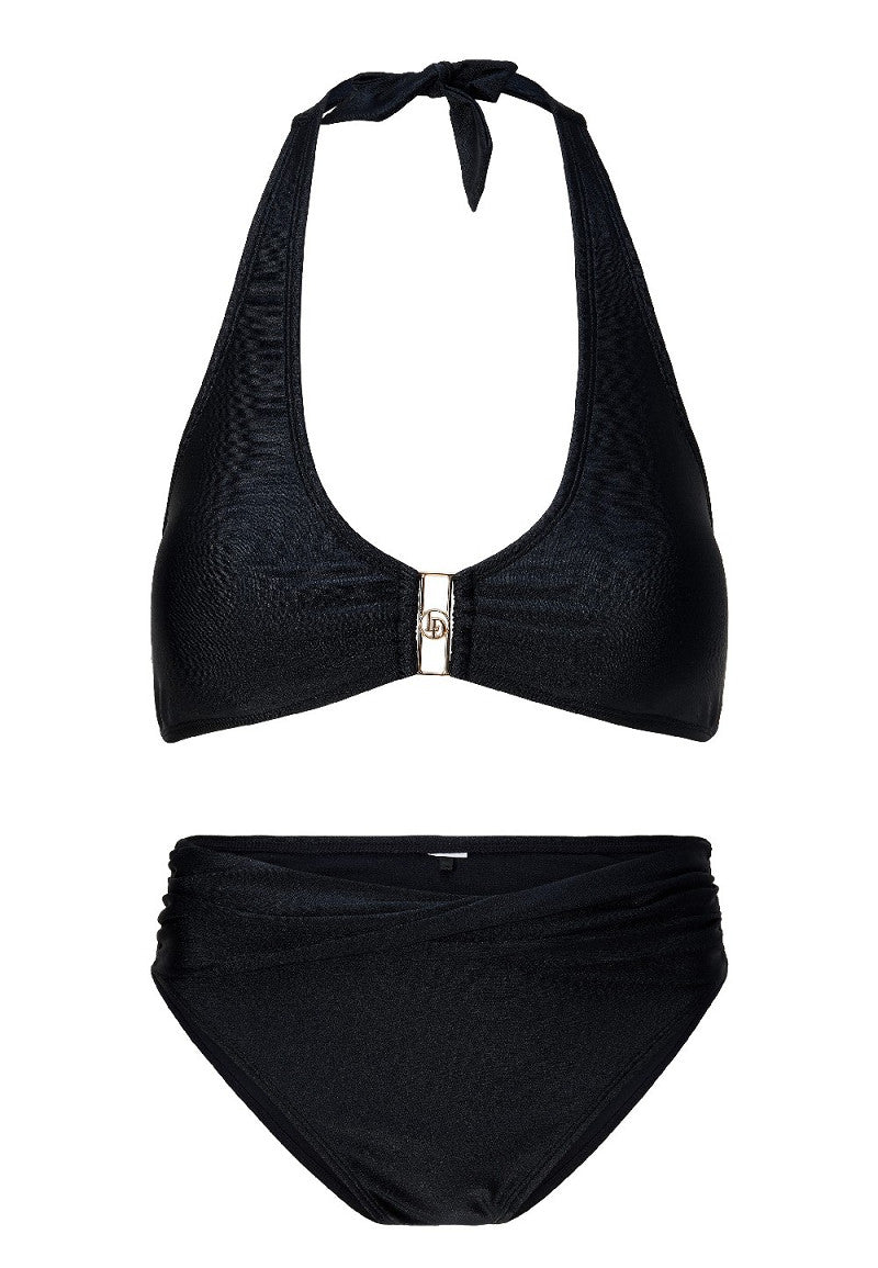 Mossgreen en Black Bikini Set – Summerproof met luxe gouden detail