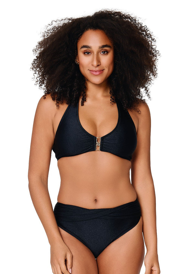 Mossgreen en Black Bikini Set – Summerproof met luxe gouden detail