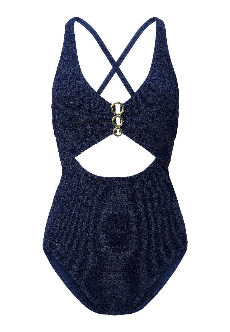 Golden Touch Luxe  Beachsuit in Gold Beige of Admiral Blue