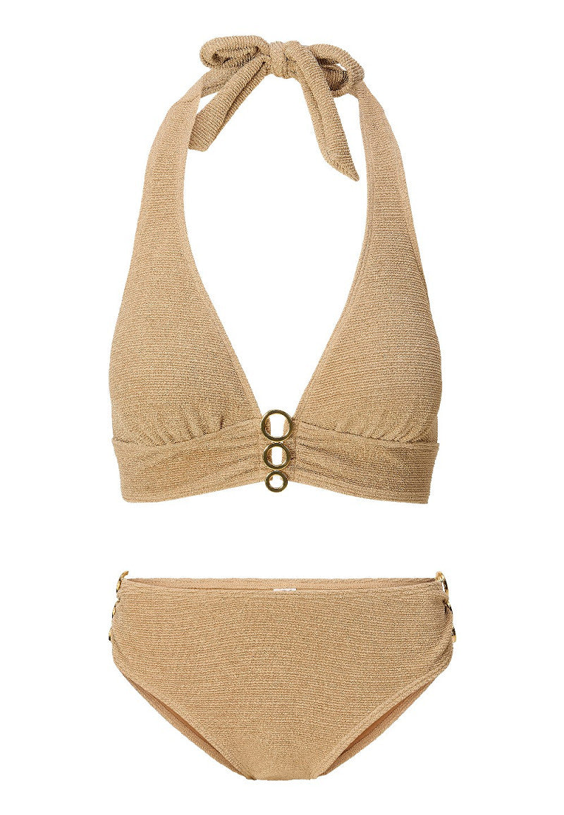 Golden Touch Triangel  Bikini Set in Gold Beige of Admiral Blue