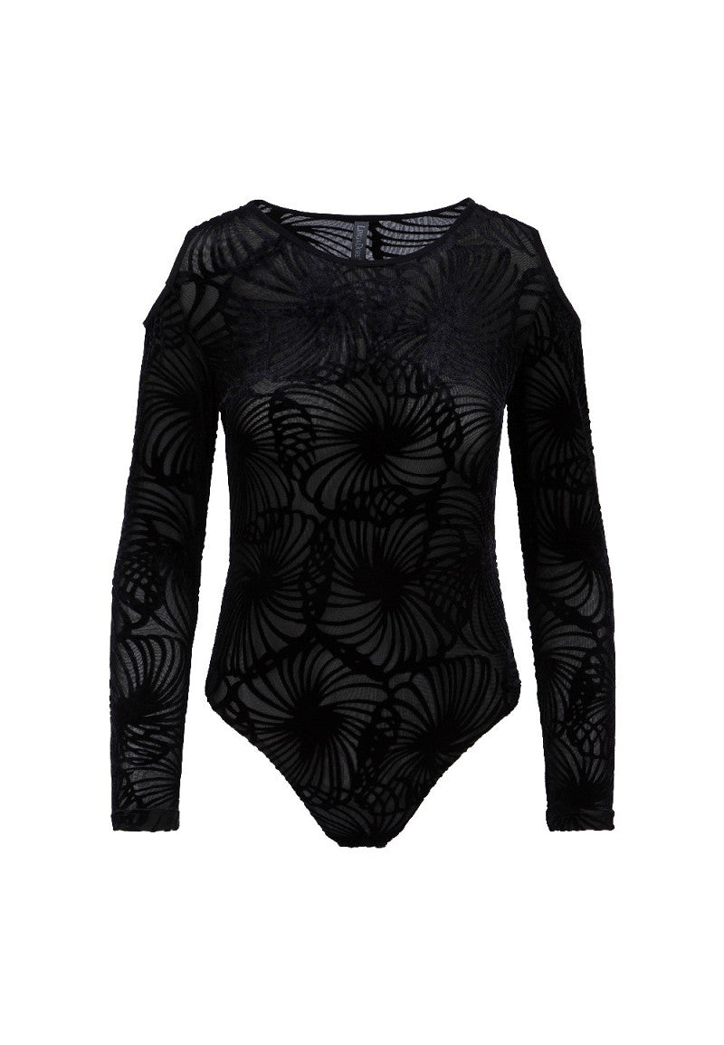 Geometrische Mesh Stringbody – Elegante Body met Bloem Cirkelprint