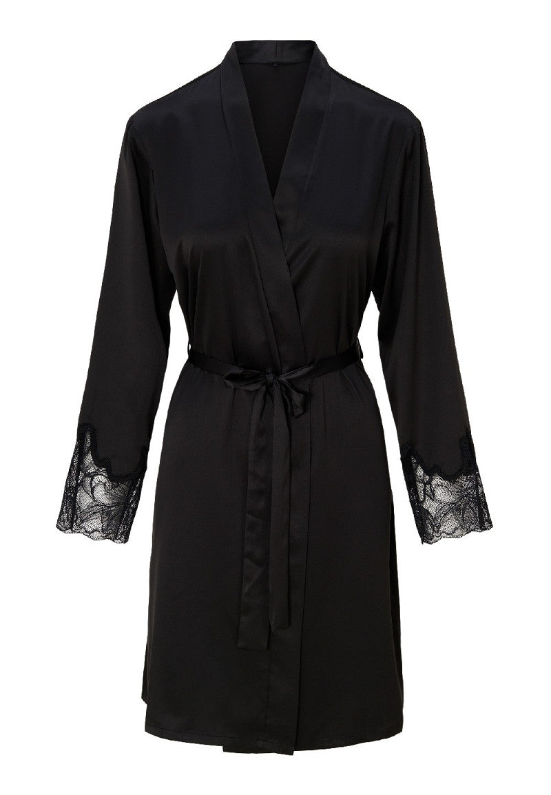 Beauty in Black Satijnen Kimono