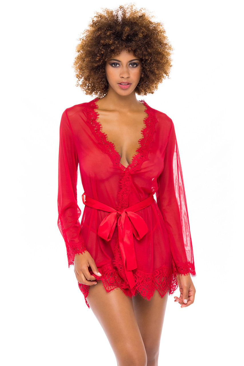 Provence Sheer Peignoir met Kant & String
