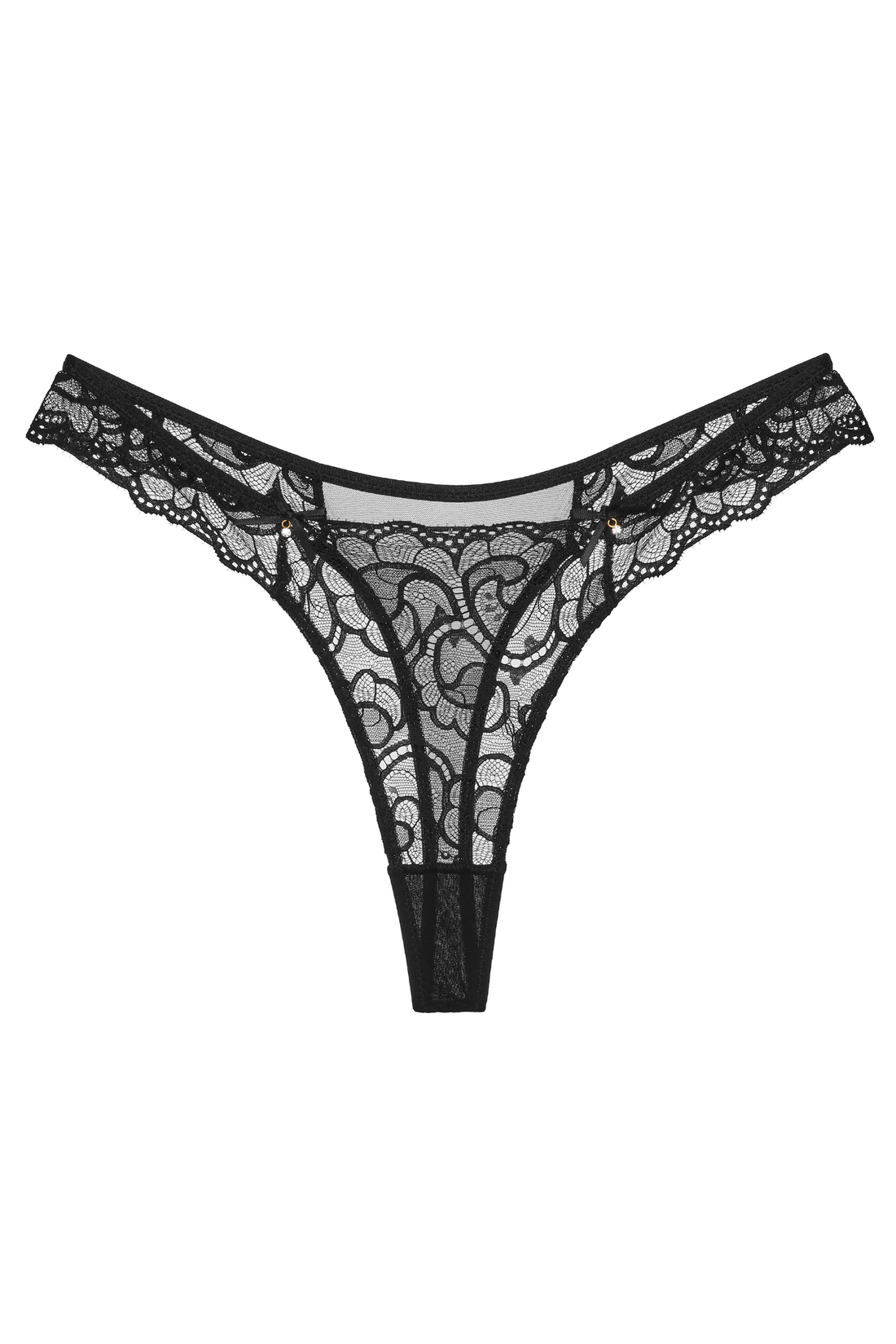 Celeste String van Zwart Kant met Tule