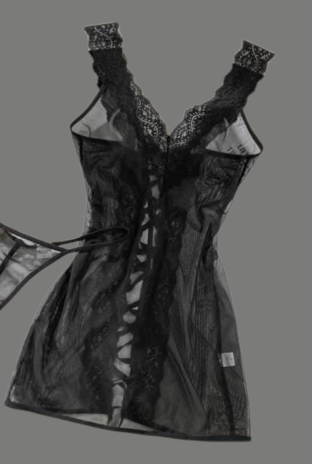 Amaze Lingerieset – Jurkje en String in Zwart of Wildprint met Vetersluiting