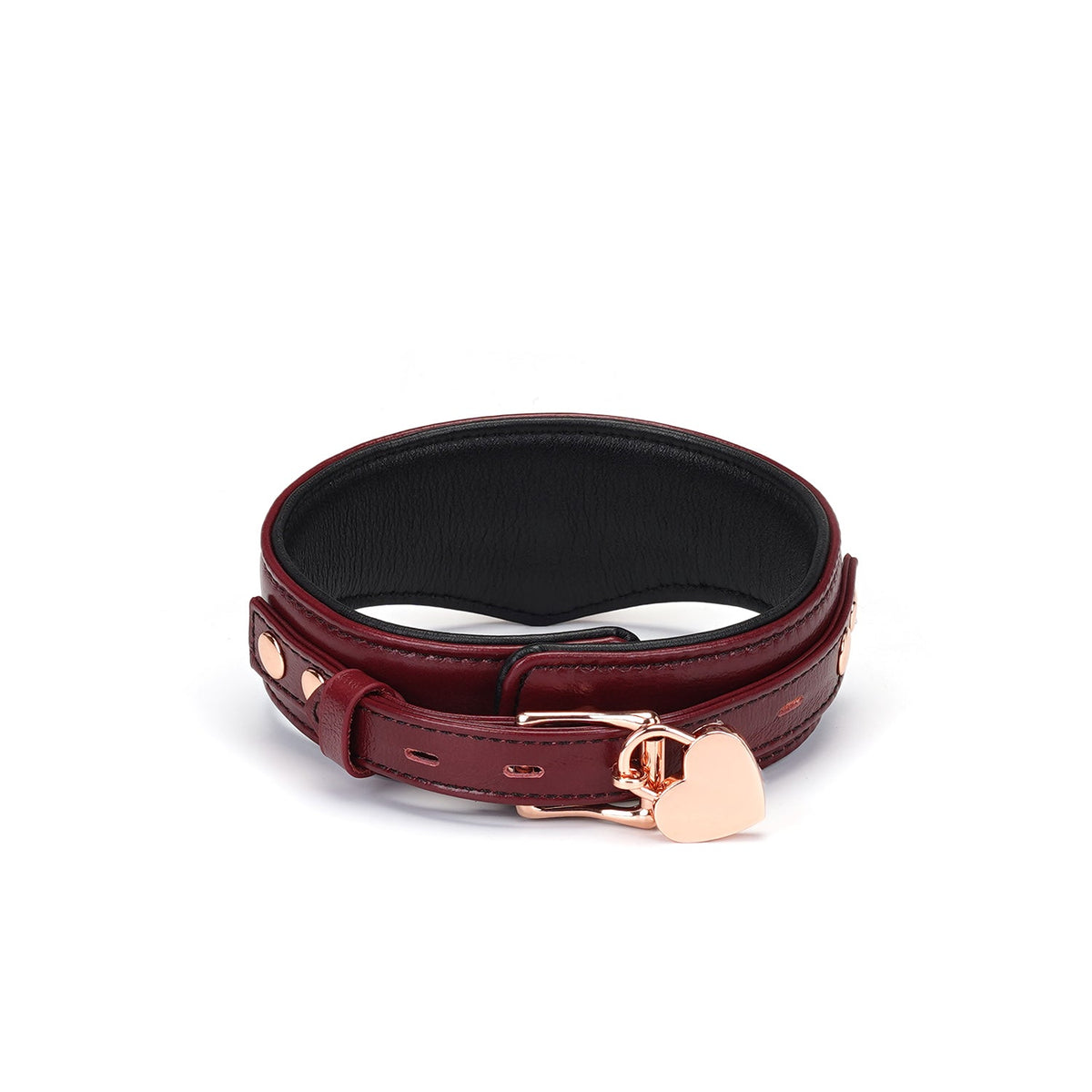 Liebe Seele Wine Red Leather Collar met Leash