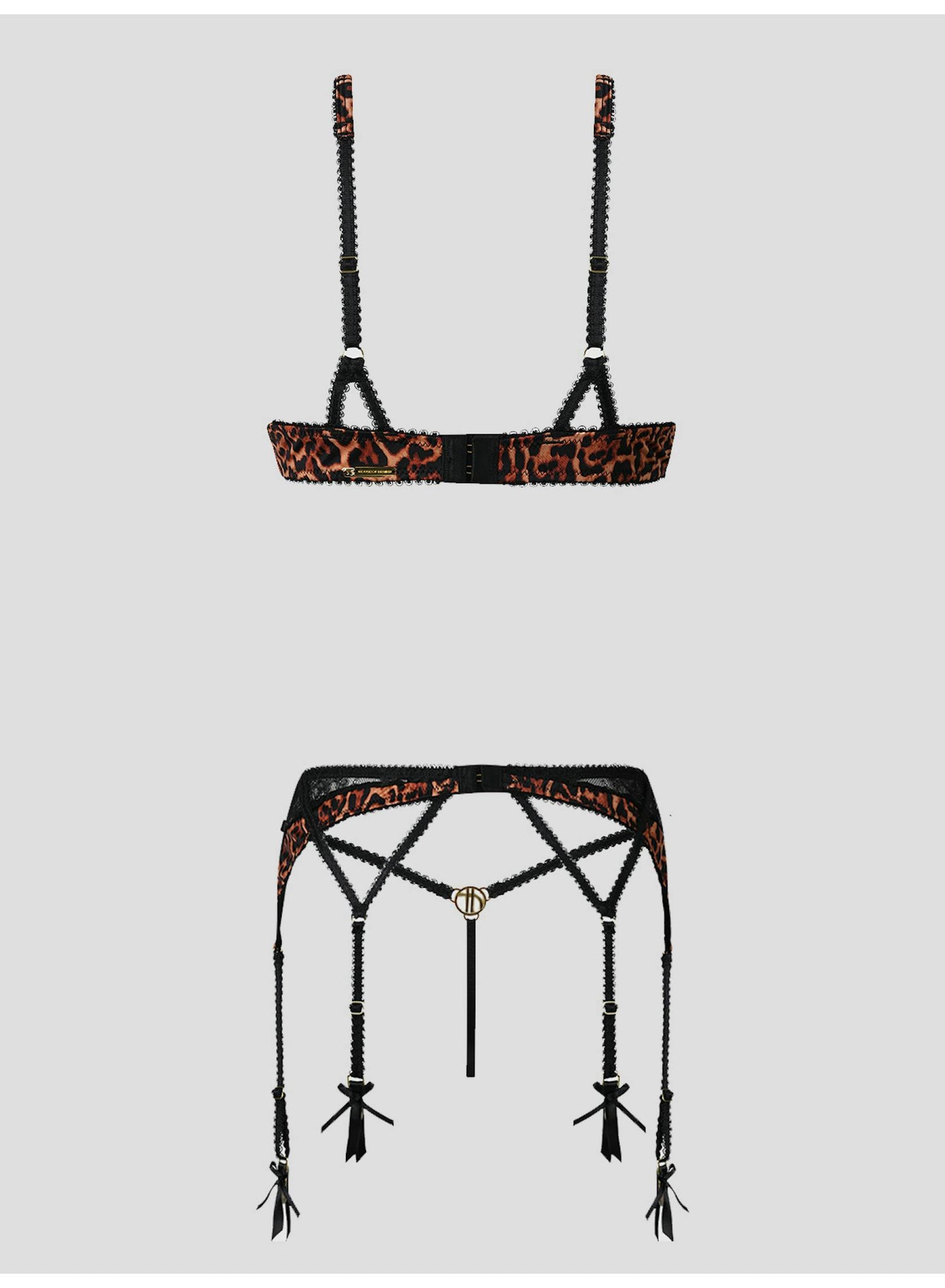 Devon 3-delige Wildprint Lingerieset – BH, Jarretelgordel & String