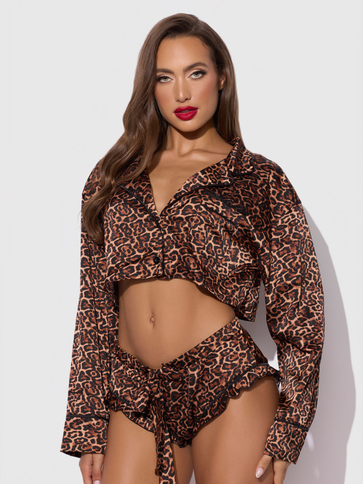 Devon Leopard Set – Luipaard Satijnen Lingerie Set
