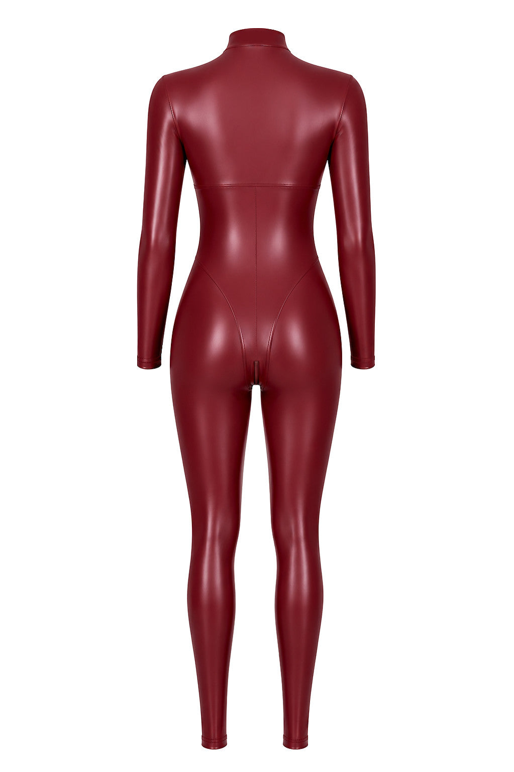 Dark Romance Wetlook Catsuit – Bordeaux Powerwetlook met 3-Weg Rits