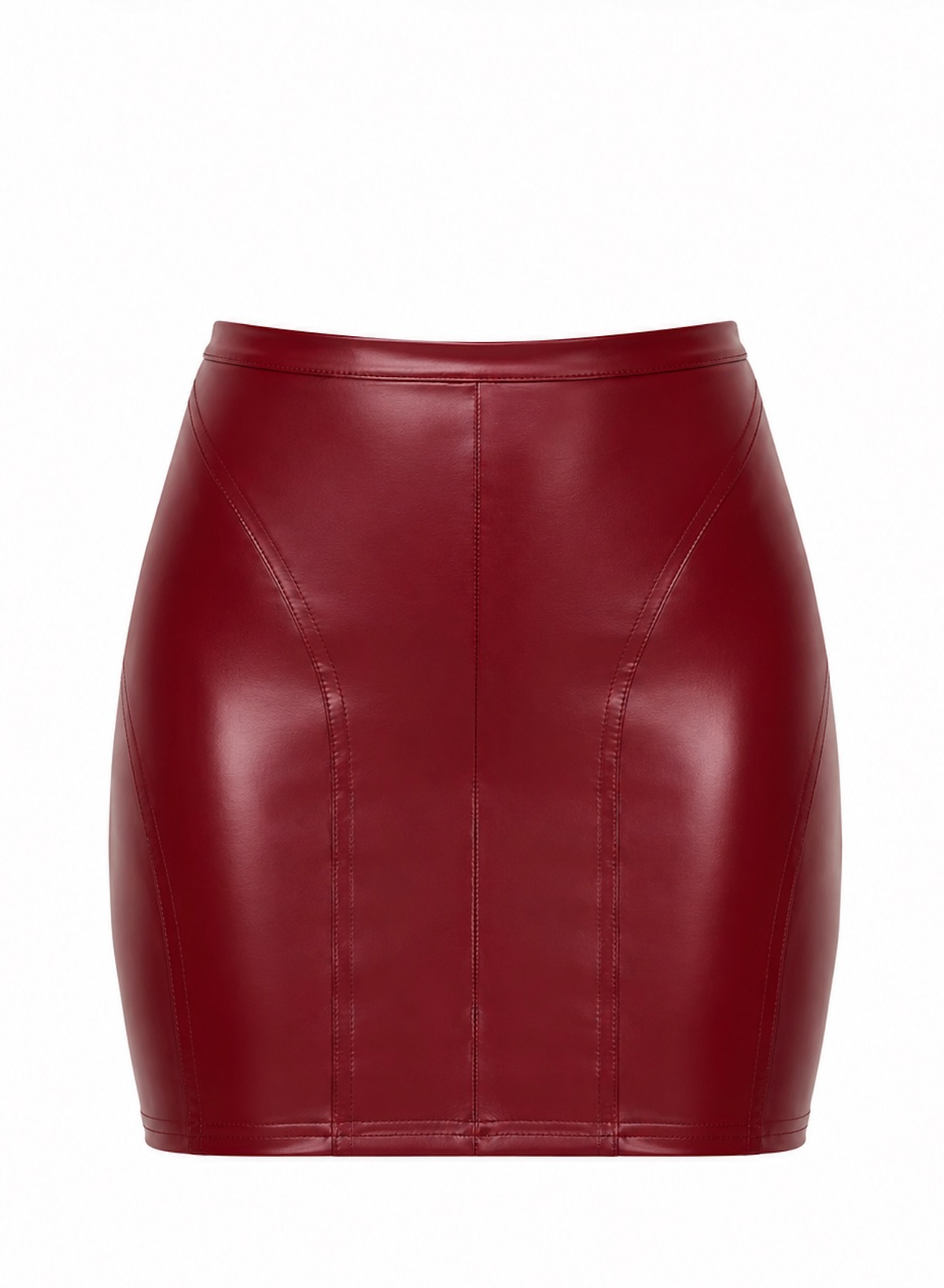 Bordeaux Affair Mini Rok – Donkerrode Powerwetlook Rok met Rits