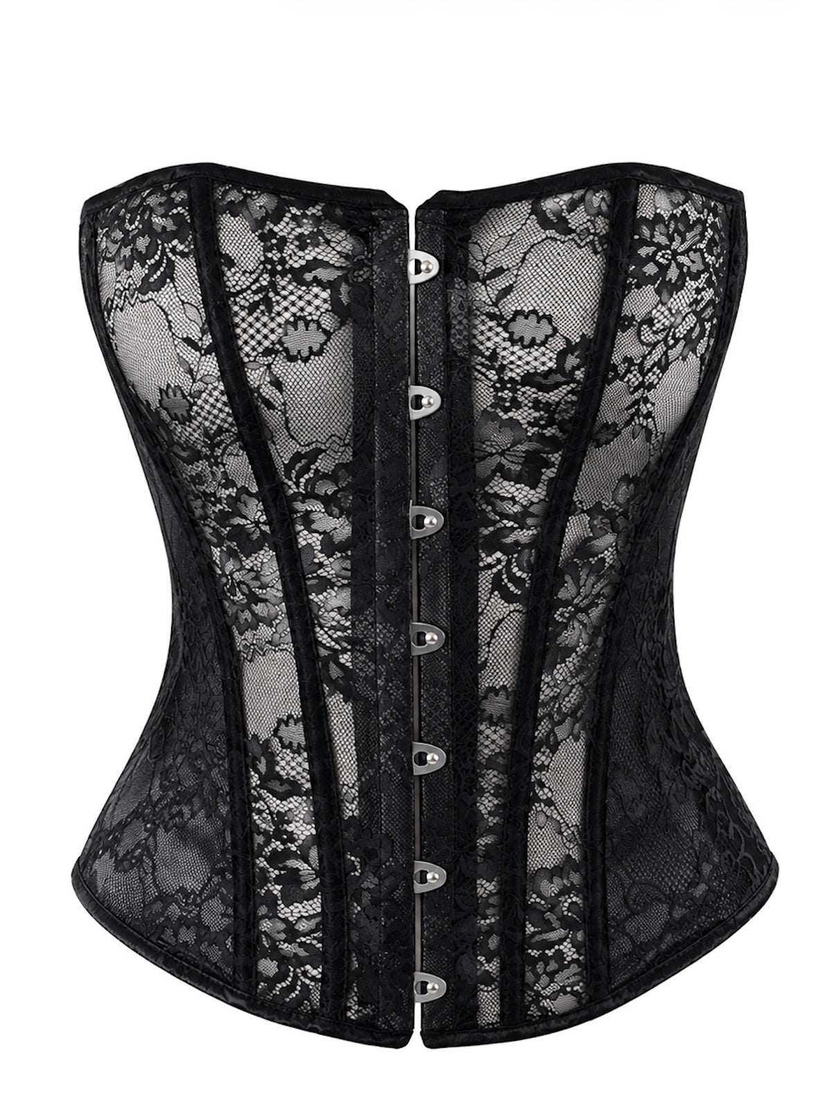 One More Kiss Corset – Kanten Korset met Powerwetlook en Stevige Busksluiting