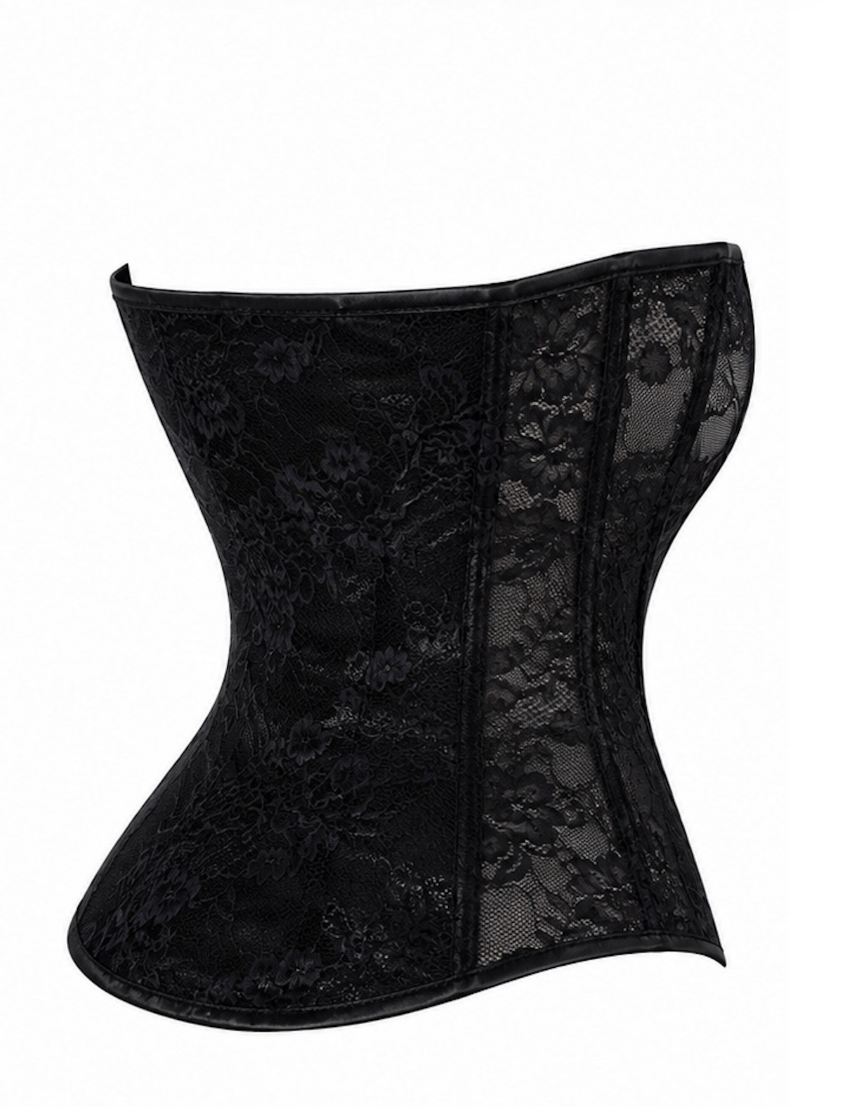 One More Kiss Corset – Kanten Korset met Powerwetlook en Stevige Busksluiting