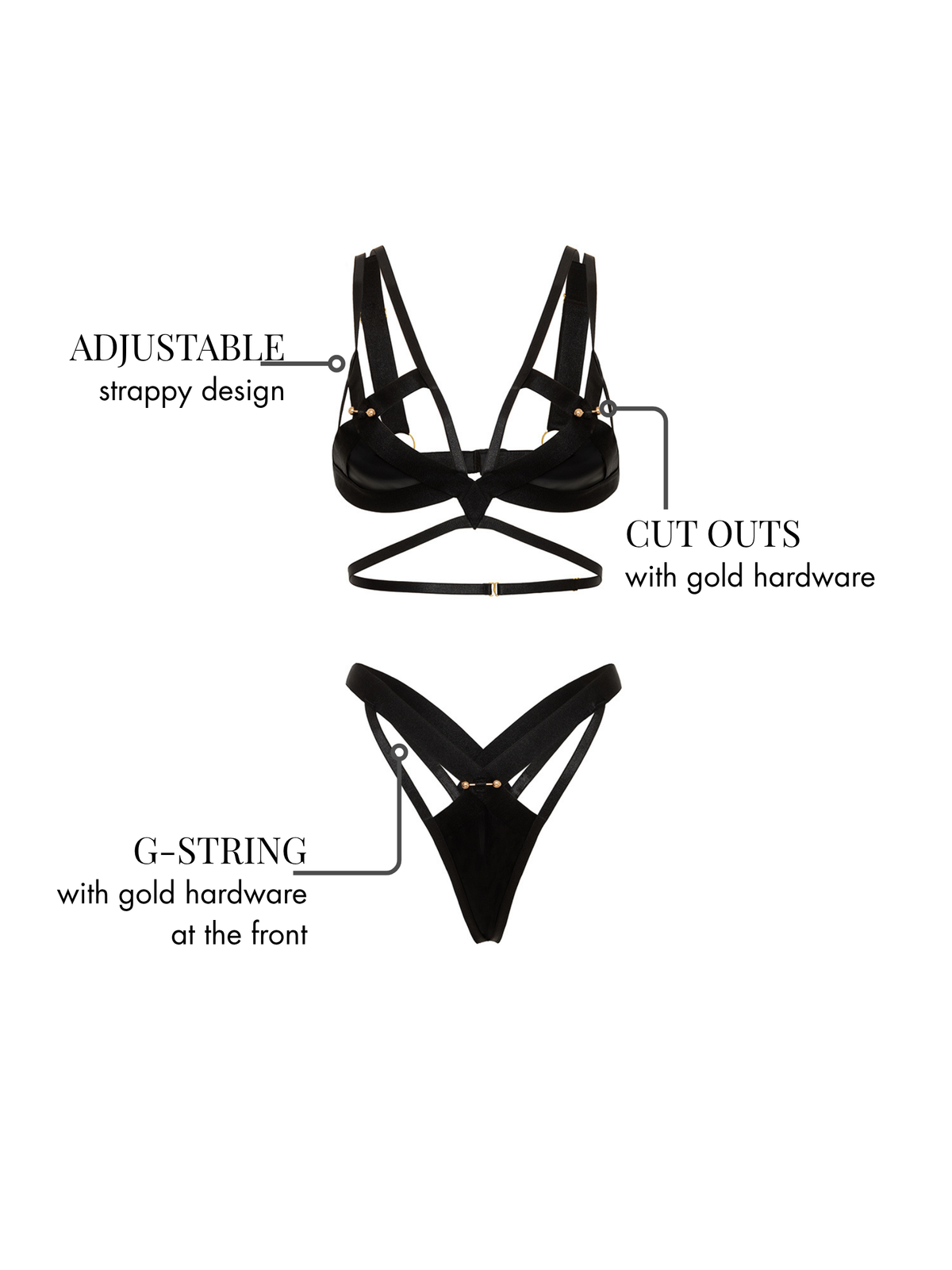 X Marks The Spot Set – Vinyl & Mesh 2-delige Lingerieset