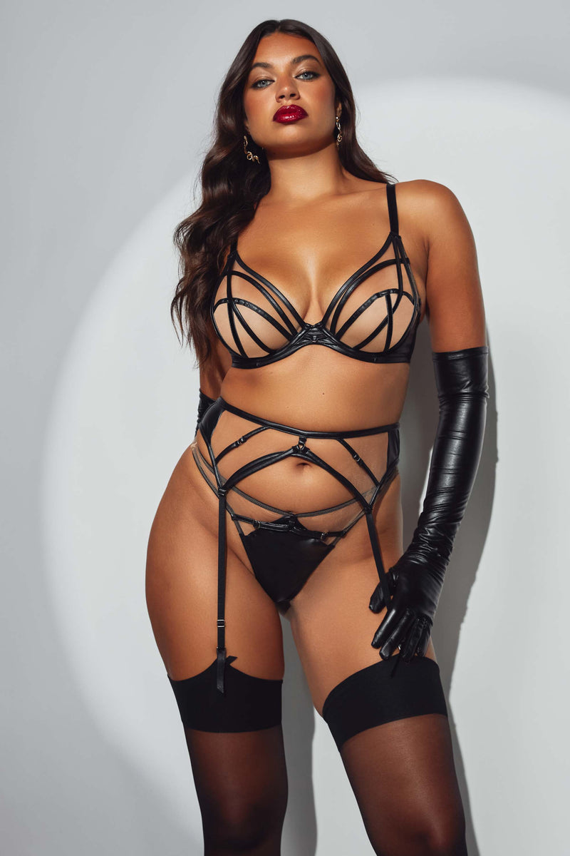 Playful Promises - Ramona - String, Groen, Zwart, Plus Size