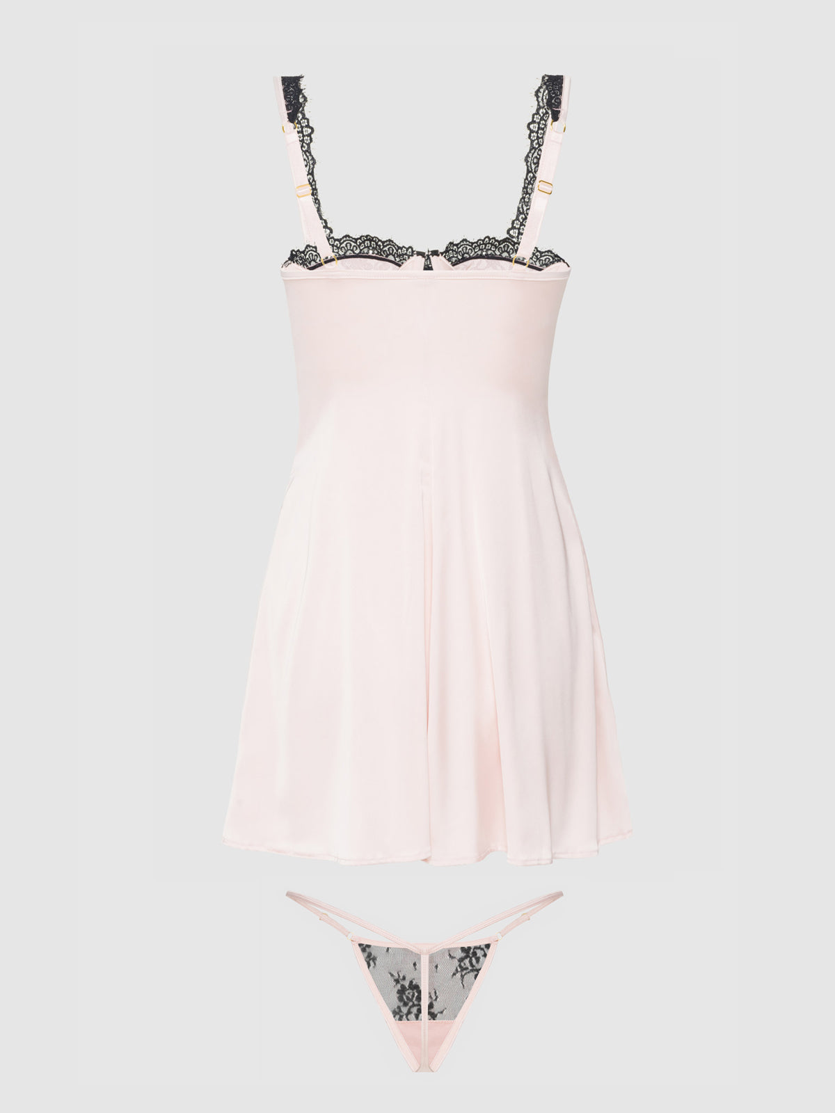Jocelyn Satijnen Babydoll met Kant en Beugels – Inclusief String