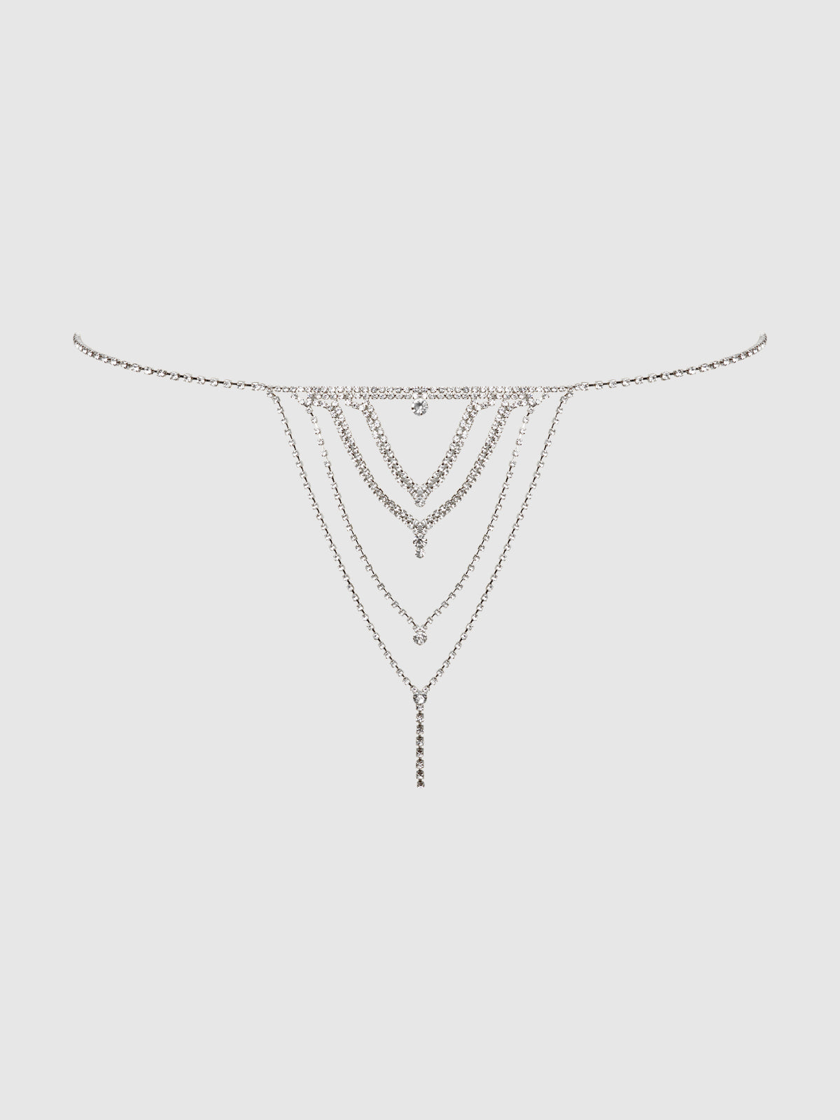 Rhinestone V-Front String met Strass en Kettingdetails