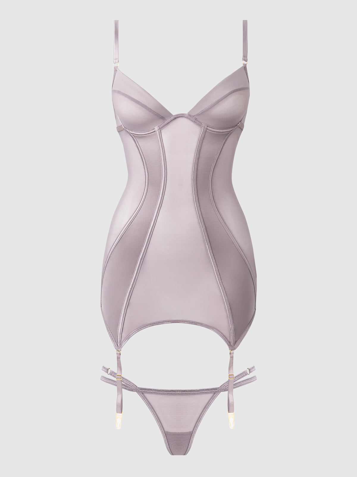 Raquel - Lace & Satin Corset Dress Set, inclusief Plus Size