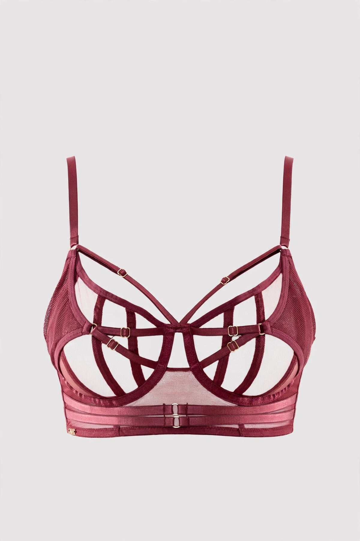 Eddie Wine Crossover Balconette BH – Wijnrood met Bandjes D+ Plus size